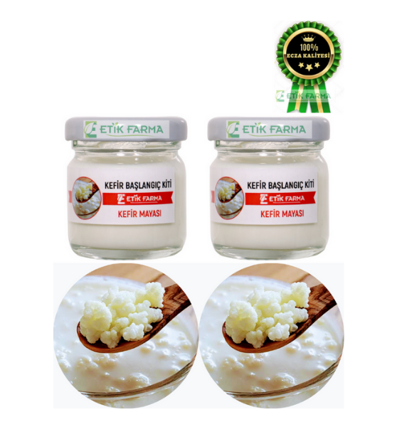 ETİK-FARMA Özel Üretim Organik Kafkas Süt Kefir Mayası 2 Adet [ Canlı Kefir Taneleri ]