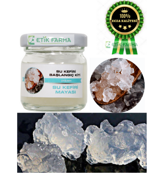 ETİK-FARMA Özel Üretim Organik Su Kefir Mayası [ Canlı Kefir Taneleri ]