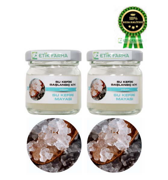 ETİK-FARMA Özel Üretim Organik Su Kefir Mayası 2 Adet [ Canlı Kefir Taneleri ]